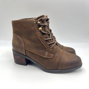 6.5W 6.5 WIDE WIDTH Bella-Vita Womens Brown Lace Up Boots Shoes